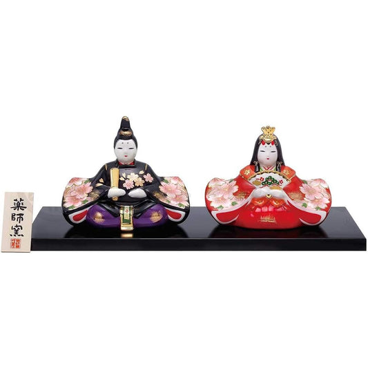 Hina dolls, compact, ceramic, small, cute, Hina dolls/Colored flower-goromo prince and princess dolls (maki-e style)/Miniature, first festival, Hina dolls, Hina dolls, Hina decorations