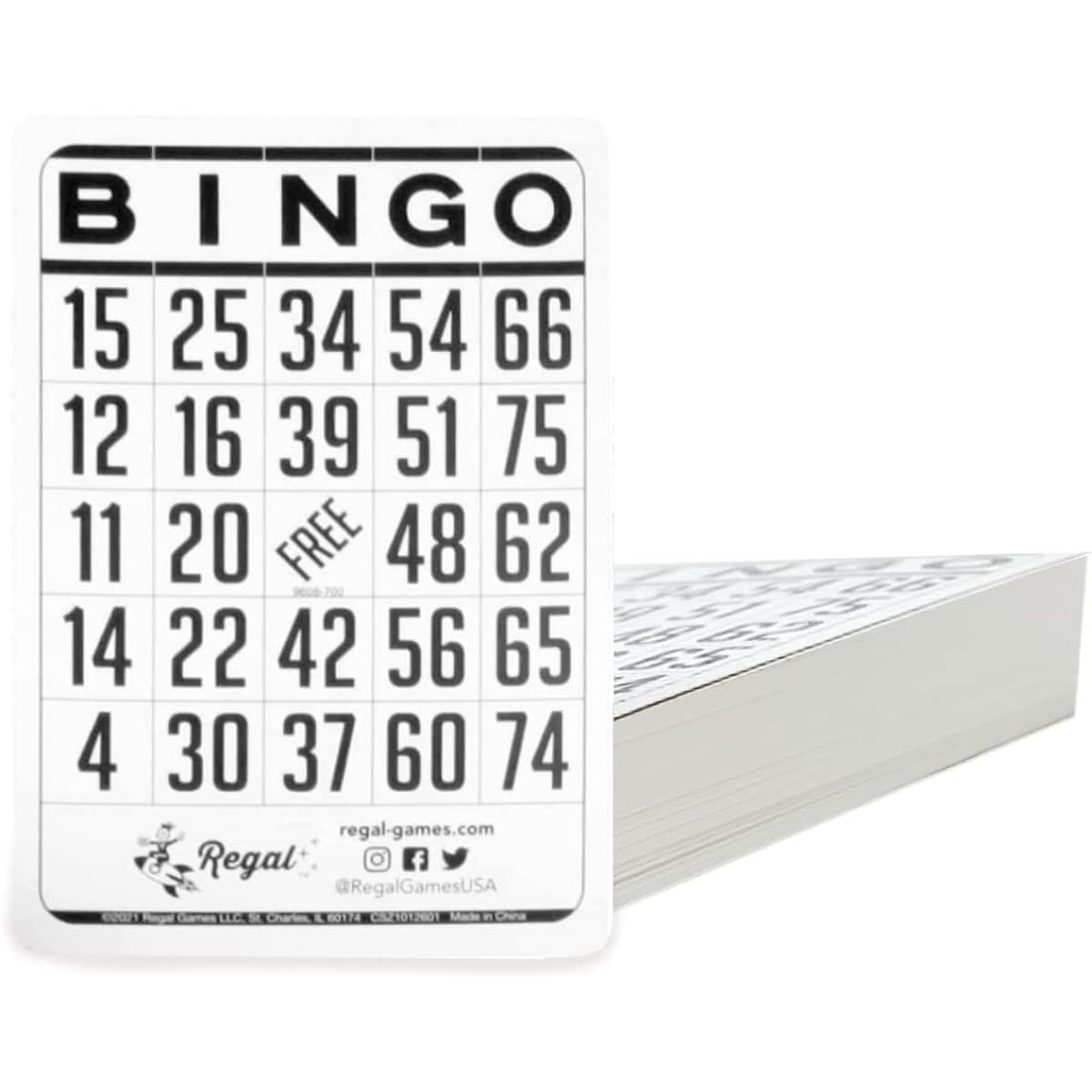 Regal Games - Classic Bingo Cards - 50 Cards - 6.1" x 4.15" Card Stock - White