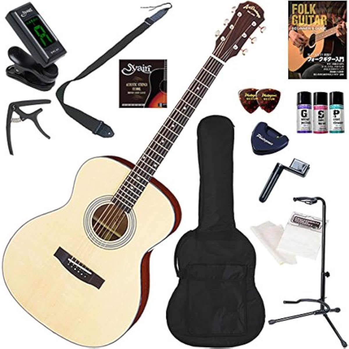 ARIA Acoustic Guitar Beginner's Set Upgraded 15-piece set AF-201/NT (Natural)