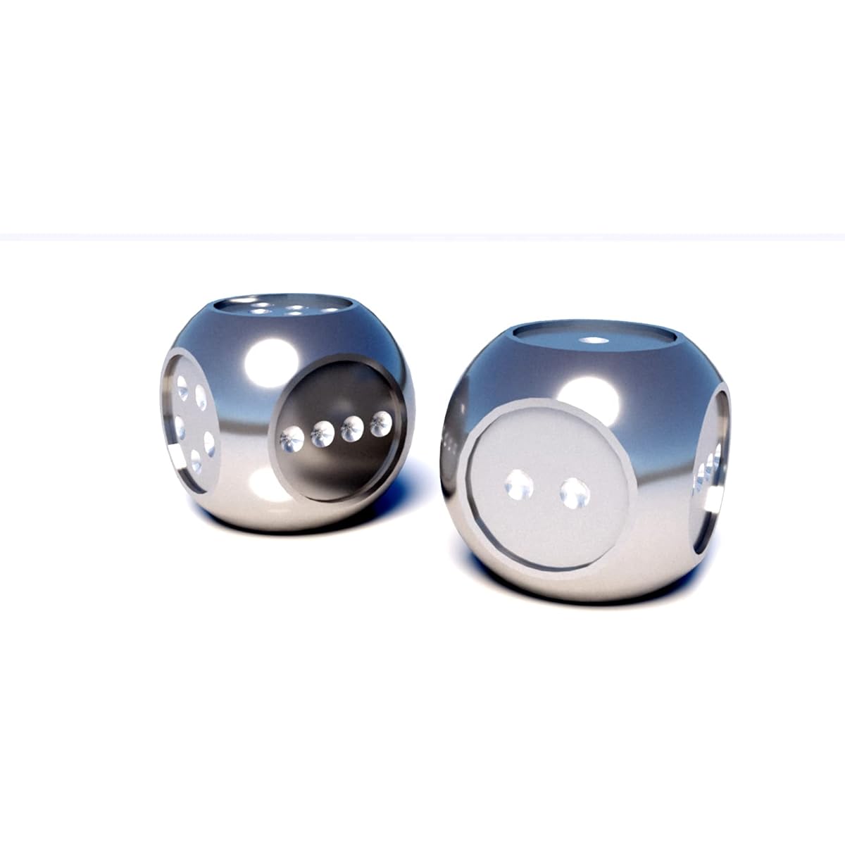 AKO DICE II Metal Dice, Set of 2, Stainless Steel