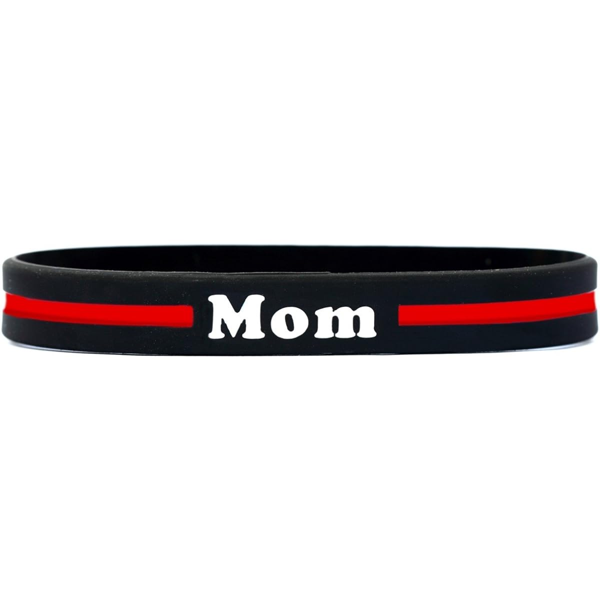 SayitBands Mom Thin Red Line Silicone Wristband Bracelet Police Patrol Awareness Support
