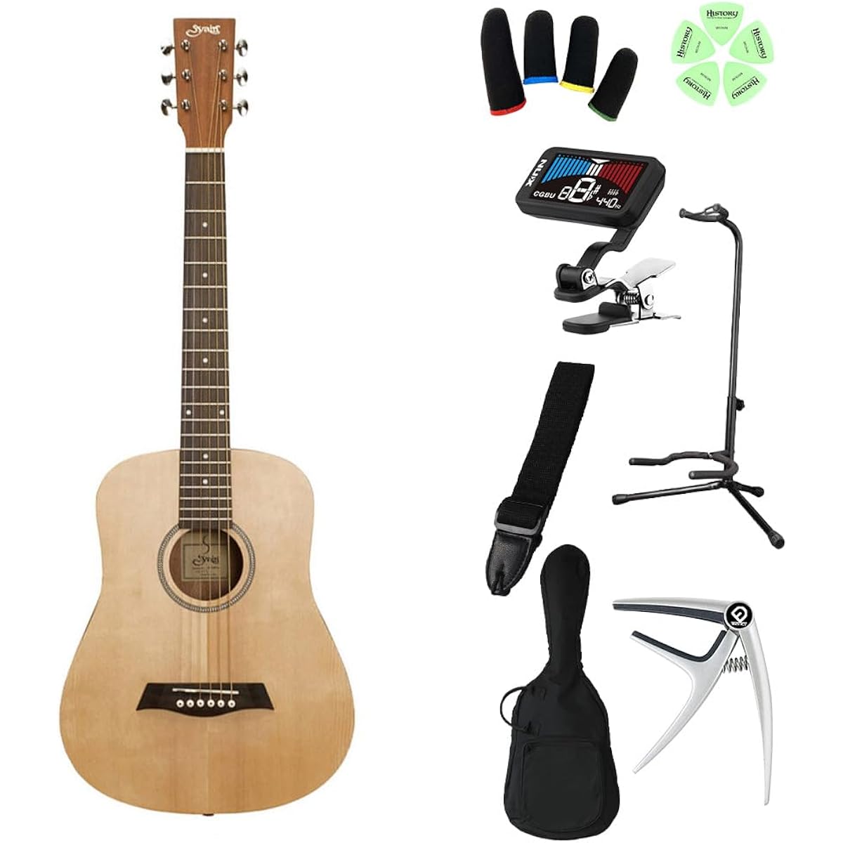 S.Yairi YM-02LH/NTL (Natural) Elementary school students can play from the first grade! Kids guitar beginner set Acoustic guitar for children Mini guitar Natural Left-handed S Yairi