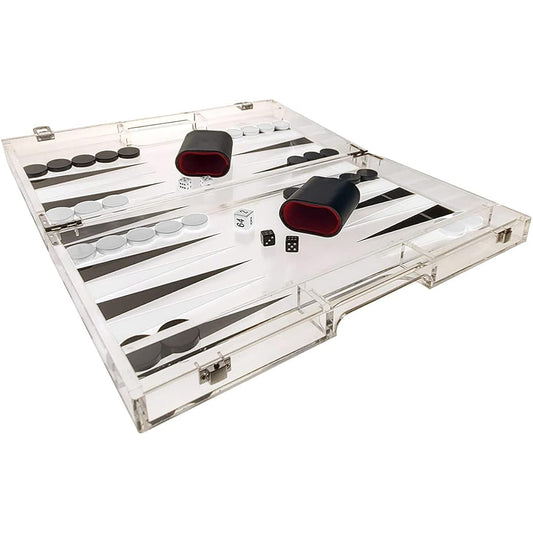 OnDisplay Luxury Acrylic Backgammon Set (Black/White)