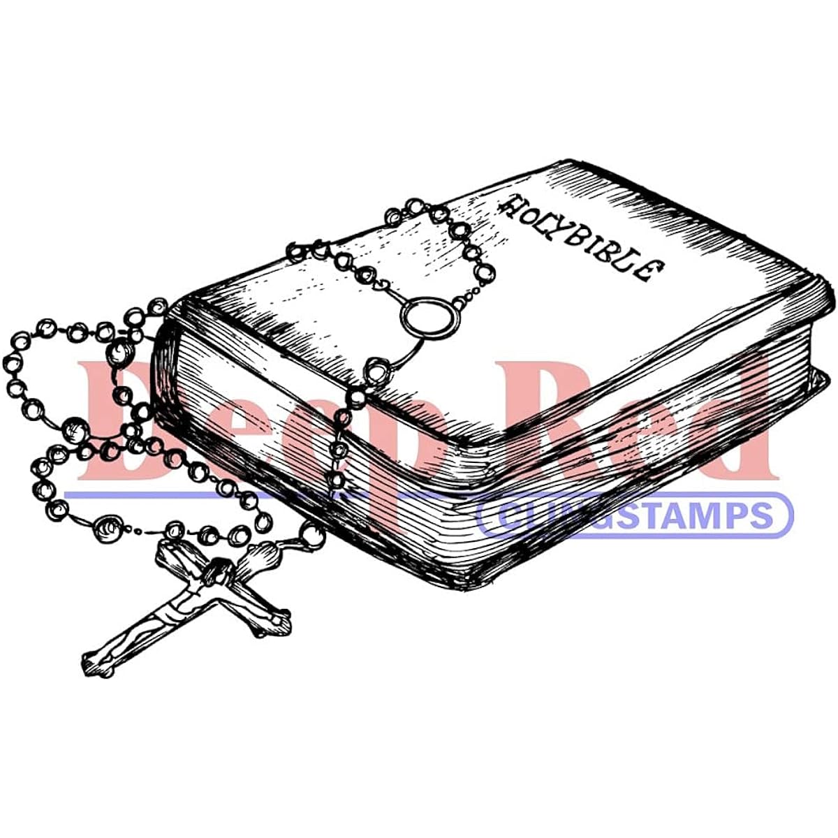 Deep Red Cling Stamp Bible and Rosary