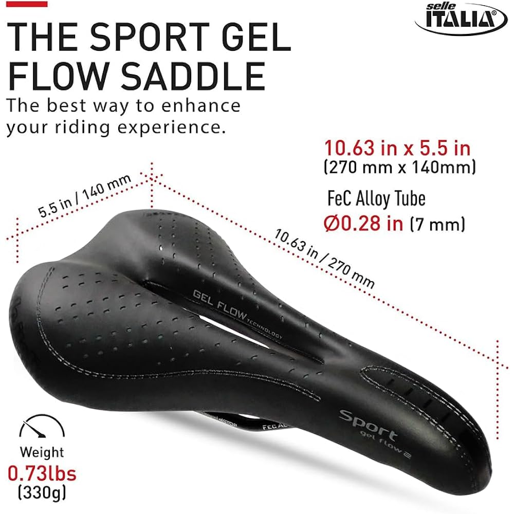 Selle Italia SPORT GEL FLOW FeC ALL BLK S Width: 140mm ・Length: 270mm Medium