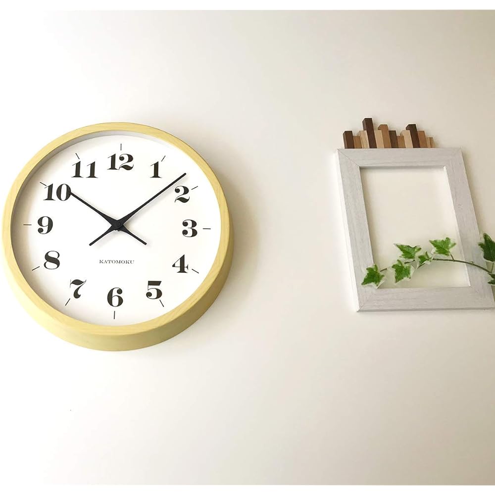 KATOMOKU muku clock 12 yellow radio clock continuous second hand movement km-97 φ306mm