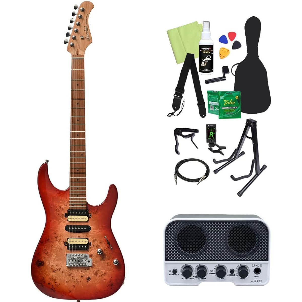 Bacchus IMPERIAL24-BP-RSM/M 14-piece electric guitar beginner set [with Bluetooth mini amp] BD-B Stratocaster type Bacchus