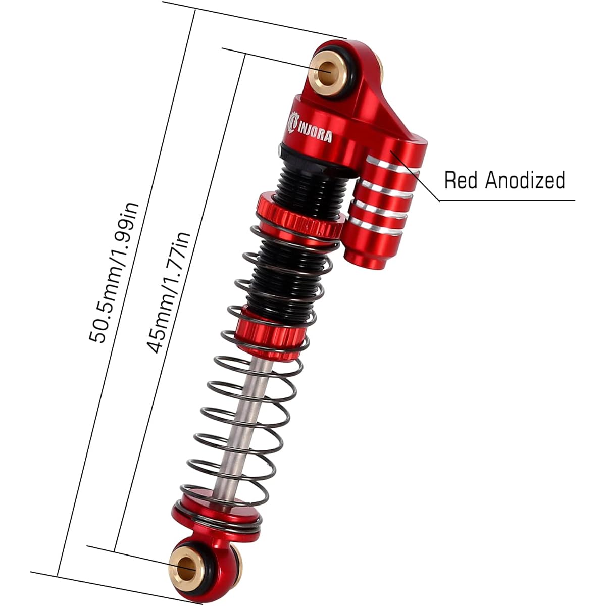 INJORA 45mm Aluminum Threaded Teleshock Absorber Oil Damper for 1/24 RC Crawler FMS FCX24 Upgrade Red