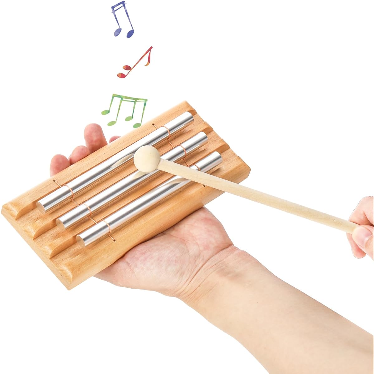 Tosnail 2 Pack Meditation Chimes with Mallets and Cloth Storage Bag - Trio and Solo Percussion Instruments - Meditation Bell Chimes for Prayer, Yoga, Oriental Energy Healing, and Mindfulness