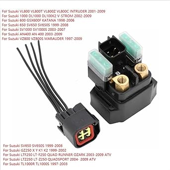 Starter Solenoid Relay Motorcycle Electric Starter Solenoid Relay with Plug for Suzuki VL800 DL1000 GSX600F SV650 SV650S SV1000 SV1000S AN400 LTF250