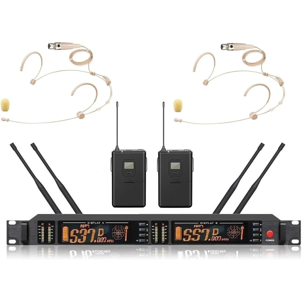 Professional Dual UHF Wireless Earset Headworn Microphone System for Church School Party Performance
