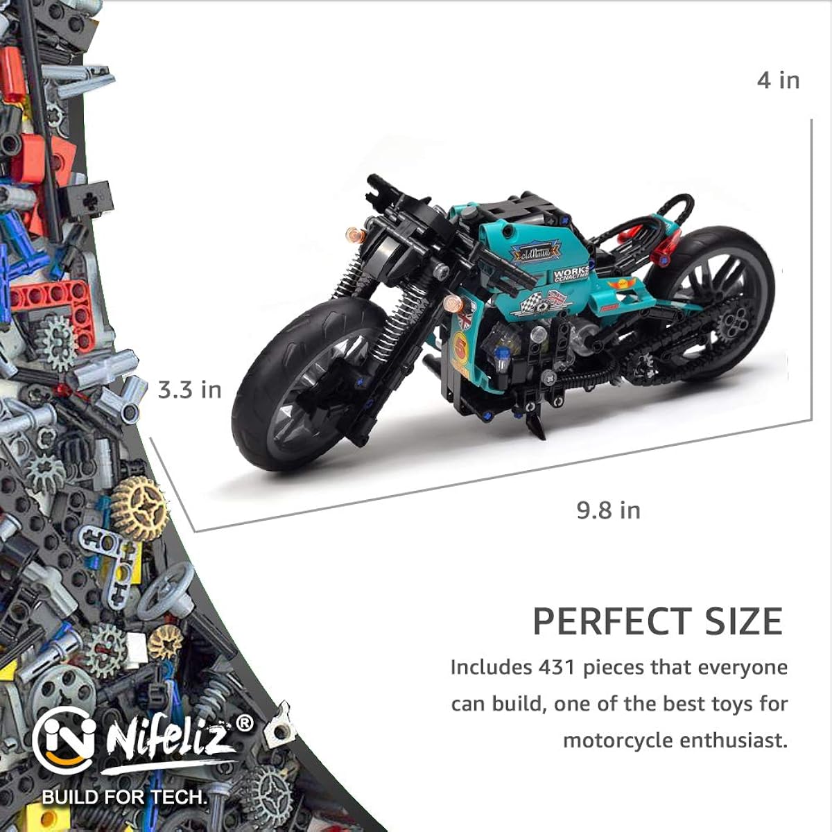 Nifeliz Cafe Racer Motorcycle Assembly Kit (431 Pieces)