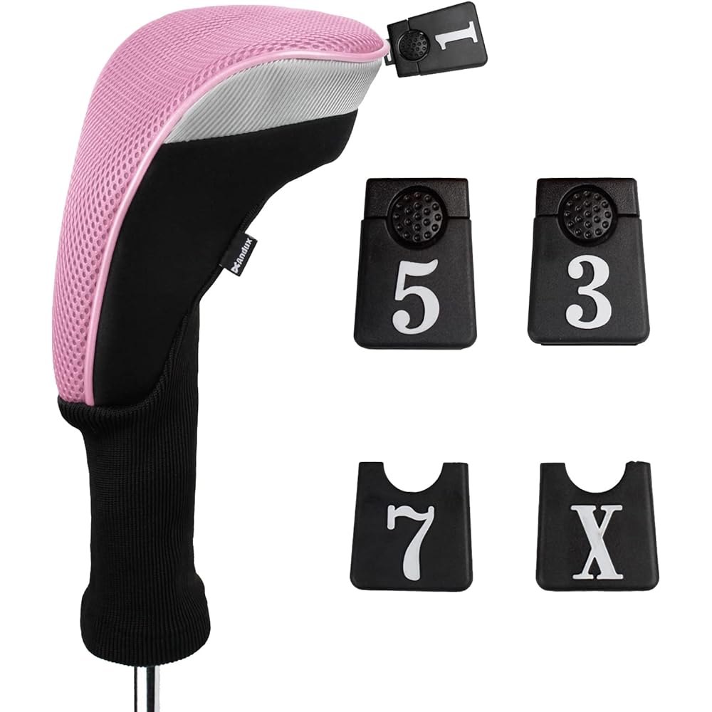 Andux Golf 460cc Driver Wood Club Headcovers Long Neck with Replaceable Number Tags Set of 4