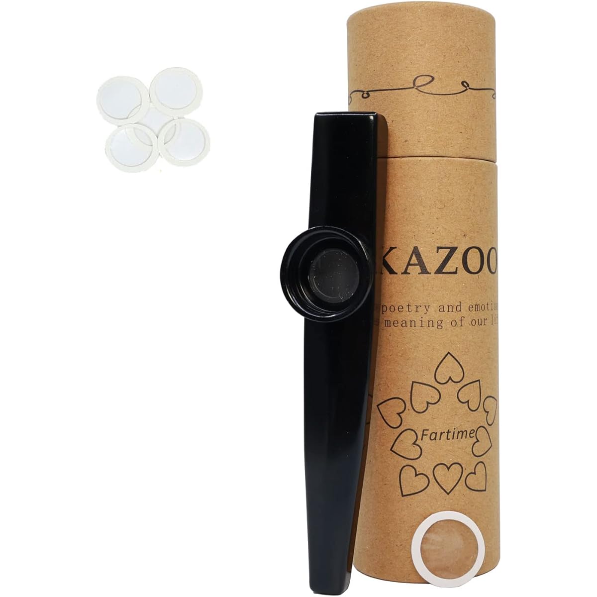 Fartime Black Exquisite Aluminum Alloy Kazoo with 5 Kazoo Diaphragms and Beautiful Gift Box Musical Instrument (Black)…