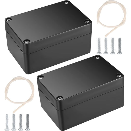 2 Pieces Junction Boxes, Outdoor Waterproof Junction Box, Plastic Electronic Project Boxes, Waterproof Electrical Cable Connections - 100x68x50 mm/Black
