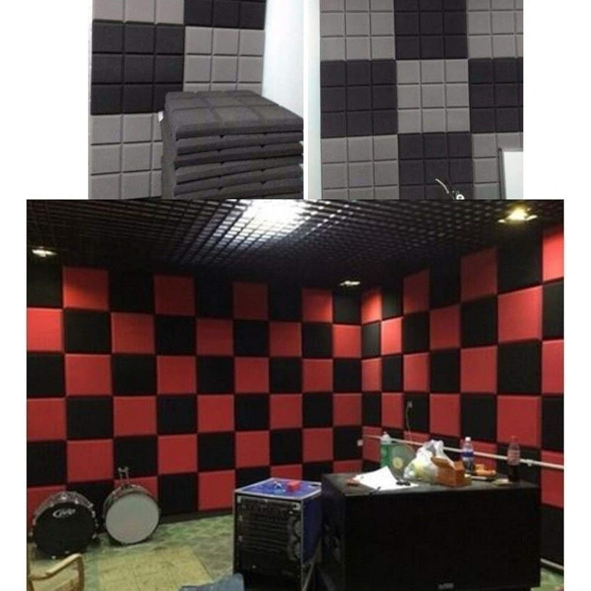 KTV Acoustic Panels 10pcs Square Flame Retardant Sound Deadening Foam for School Dorm Room Sound Absorbing Cotton (Grey) (Purple)