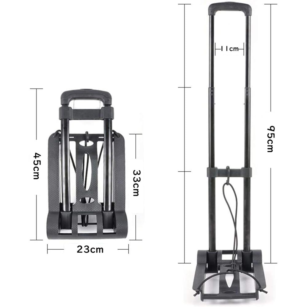 live Carry Cart, Ultra Compact, Hand Carry, Small Dolly, Load Capacity 35kg, Foldable, Lightweight, For Home Use, Travel, Luggage Carrying, Outdoor, Fixed Rope Included (Black)