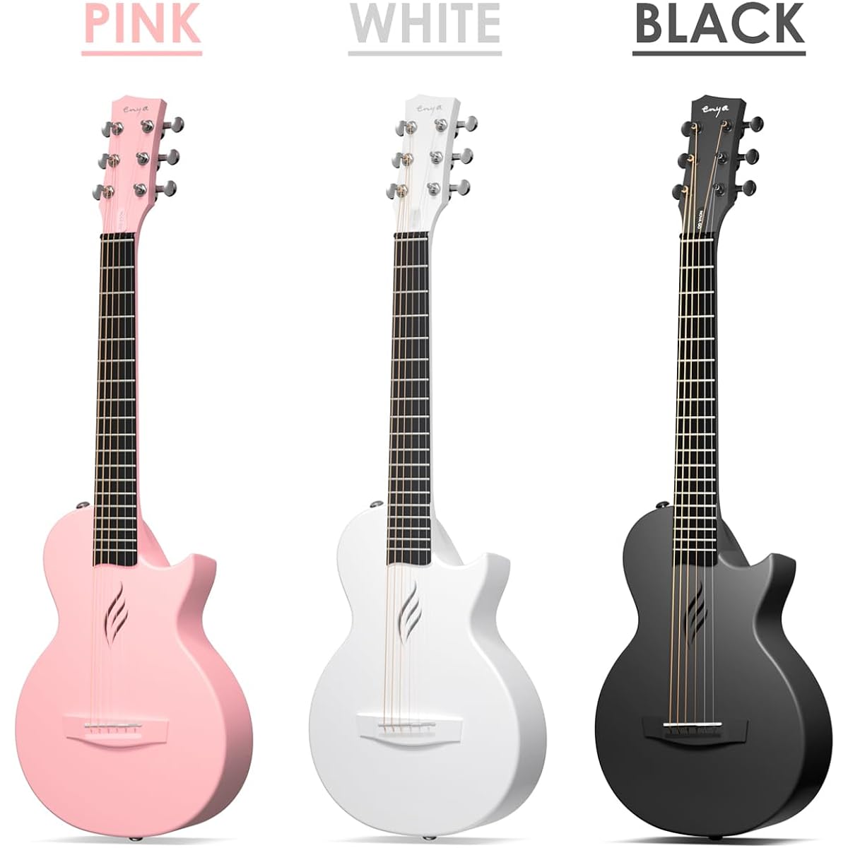 ENYA NOVA GO Mini Acoustic Guitar Beginner 12-Piece Set Pink Mini Guitar Carbon Fiber Lightweight Thin Body [Official Japanese Product] Enya