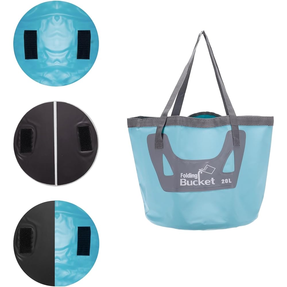 PATIKIL 5.3 Gallon 20L Collapsible Bucket Portable Collapsible Water Storage Container Basin for Outdoor Travel Camping Fishing Light Blue