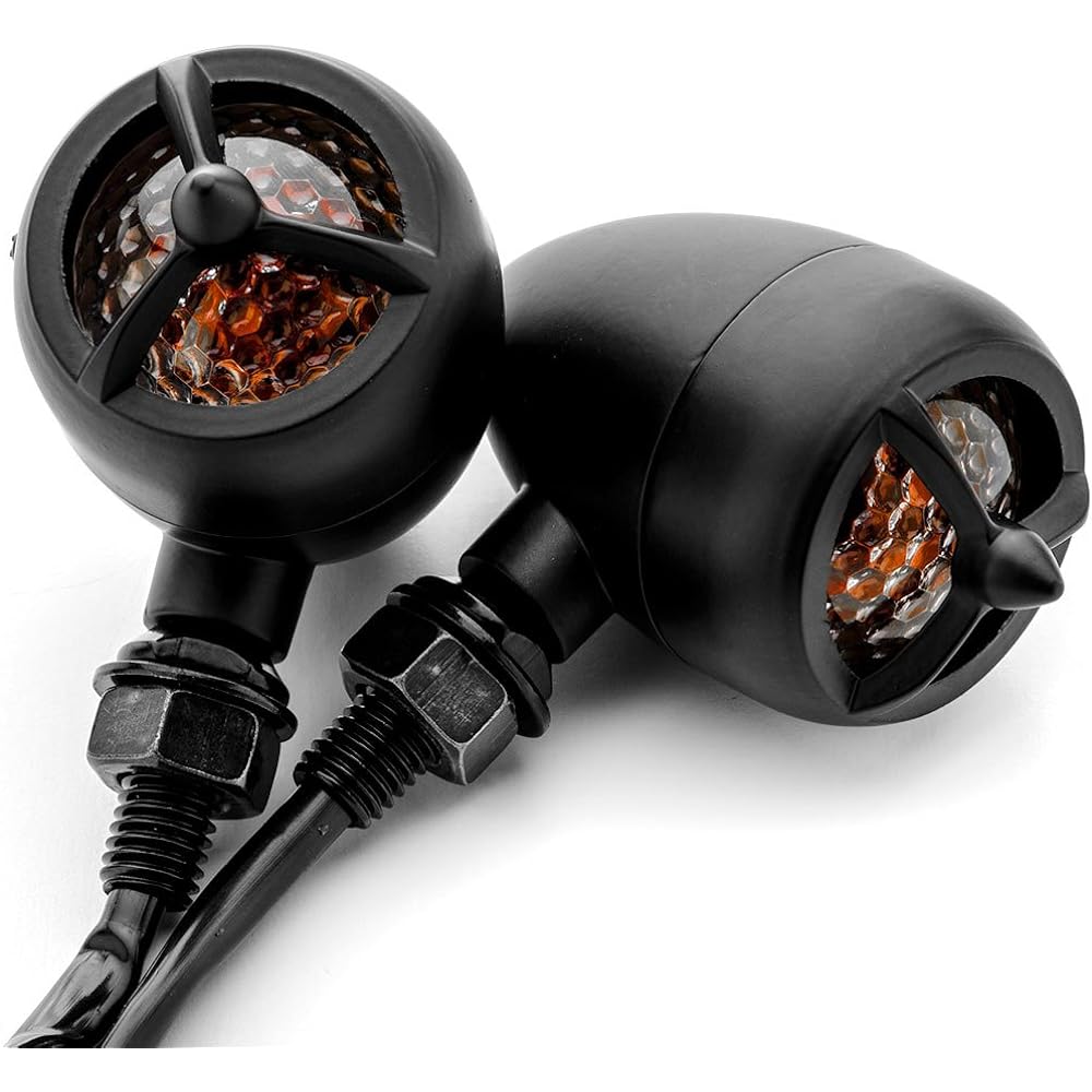 Krator 2 Piece Black Heavy Duty Motorcycle Turn Signal Warplane Propeller Engine Blinker Harley-Davidson XL Sportster 1200 Custom