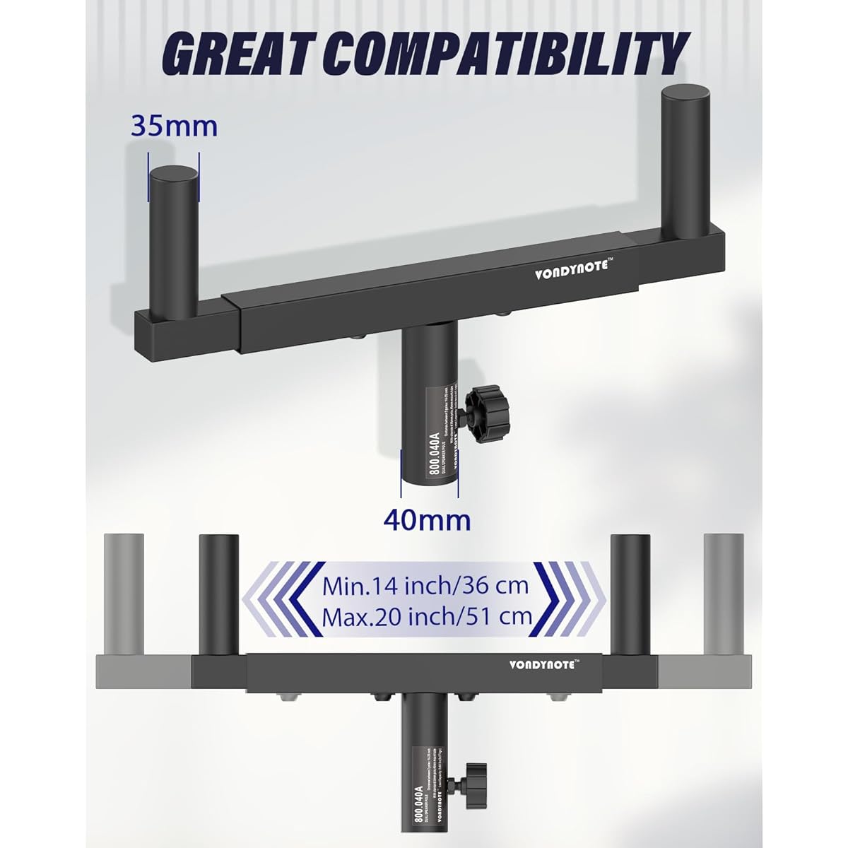 Vondynote Dual Speaker Mount Bar Mount Fork Bracket Speaker Pole Width Adjustable Single
