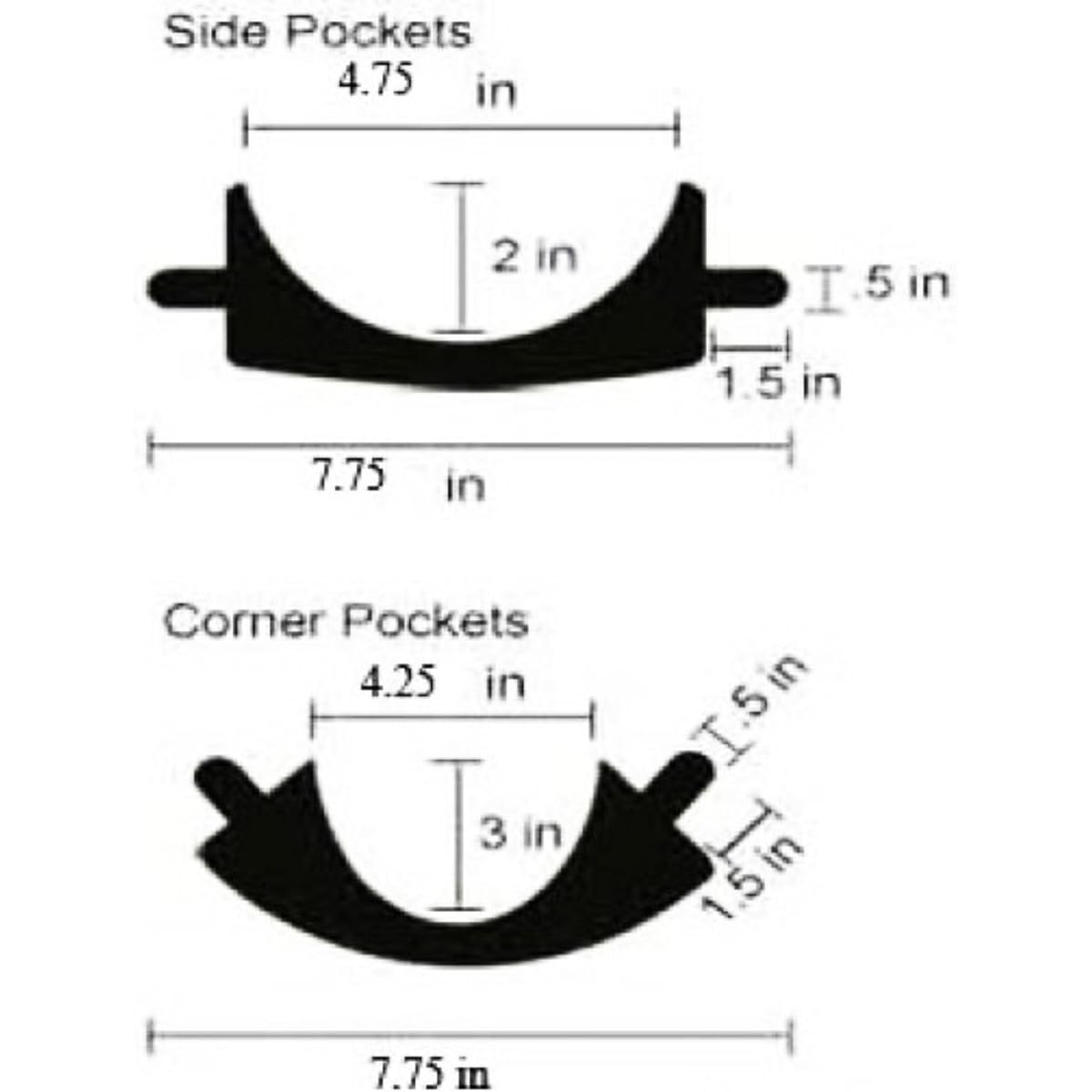 Set of 6 Vinyl Pool Table Billiard Pockets, Multiple Colors Available