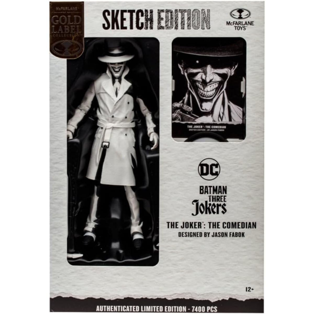 McFarlane Toys DC Multiverse Joker Designed by Jason Fabok Sketch Edition Gold Label 7" Action Figure with Ultra Articulation Exclusive Designer Box Collector Art Card