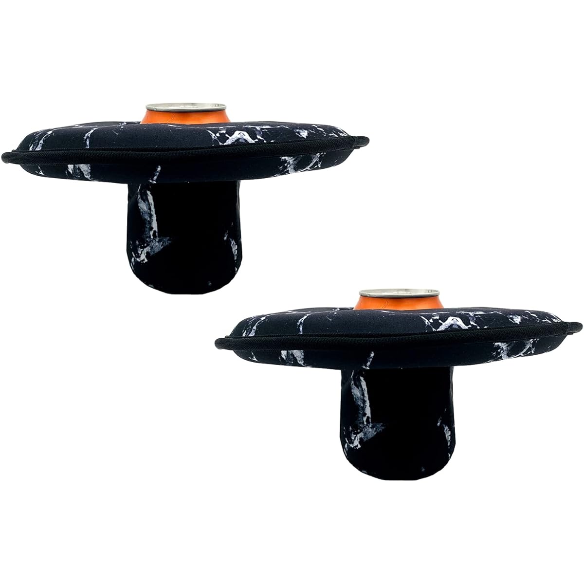 Wanty Large Neoprene Floating Drink Holder, Floating Coaster, Pool Drink Holder, Pool Party Water Fun, Fits Skinny Cans/Bottles/Wide Mouth Cans/Bottles, 2pcs (Black)
