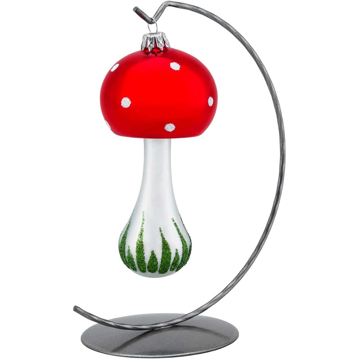 Polish Gallery Christmas Ornament Classic Red Mushroom Blown Glass 6"