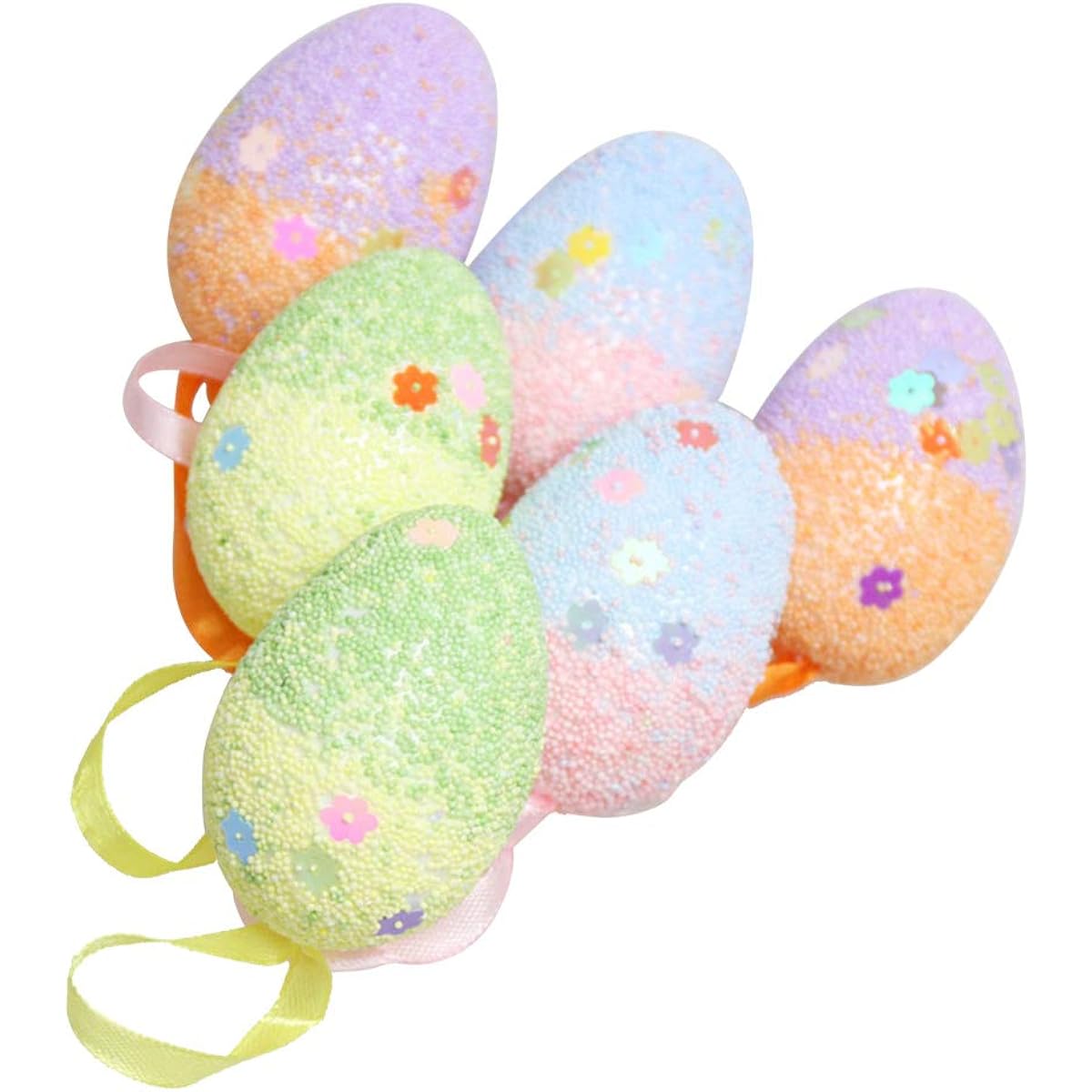 Amosfun 18Pcs Decorative Hanging Easter Eggs Foam Easter Egg Ornaments for DIY Crafts Home Decoration