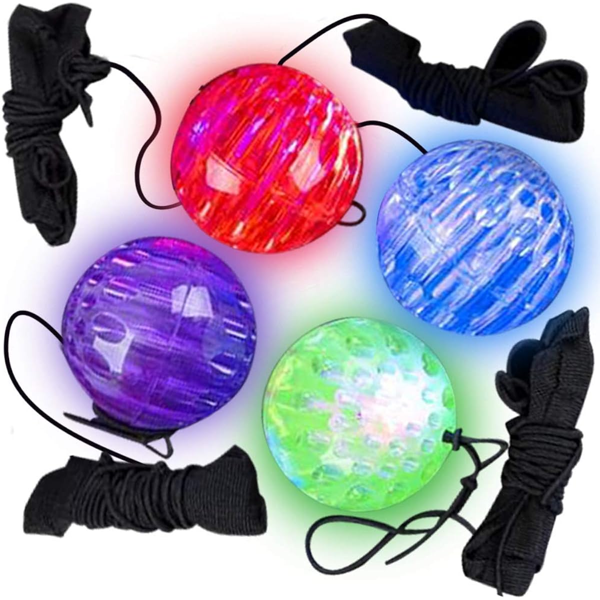 Light Up Orbit Wrist Balls, Set of 4 Light Up Balls with Flashing Lights and Elastic Cords, Light Up Toys, Orbit Ball Toys, Glow in the Dark Balls, Glow in the Dark Toys, Easter Party Favors, Ages 3+
