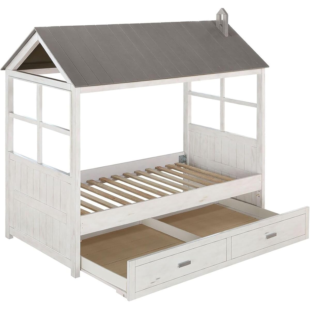 Acme Furniture Tree House II Bunk, Weathered White & Washed Gray