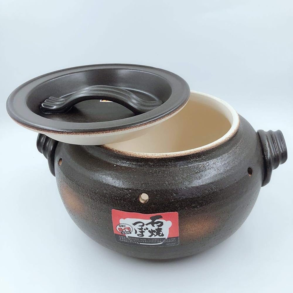 Misuzu Pottery Stone Baked Potato Pot "Imotaro" Pot with Natural Stone 500g Brown Sweet Potato