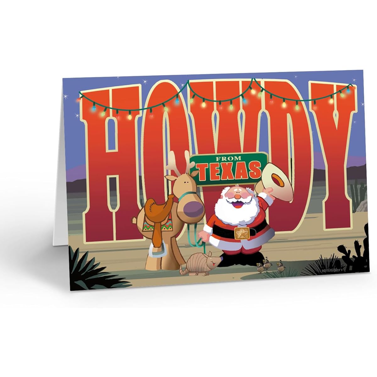 Stonehouse Collection Texas Howdy! Christmas Cards - 18 Western Cards and Envelopes (Huddy Santa)