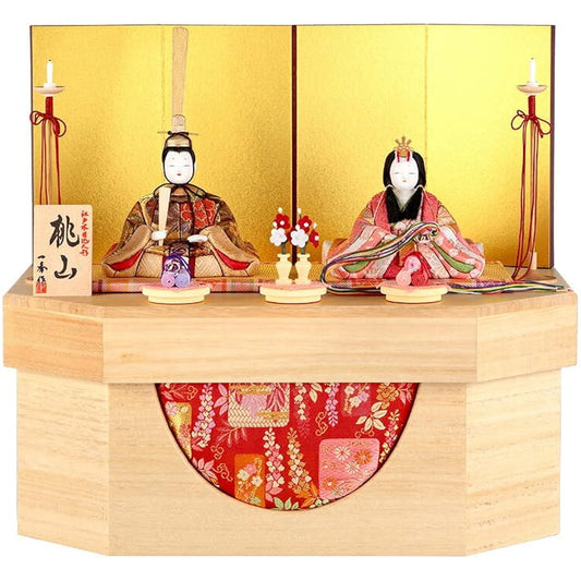 Hina Dolls, Ichihide, Hina Dolls, Wooden Doll Decorations, Compact Storage Decorations, Prince and Princess Decorations, Made by Ichihide Kimura, Momoyama Hina, No. 14, Paulownia Storage, h063-ih-018-5