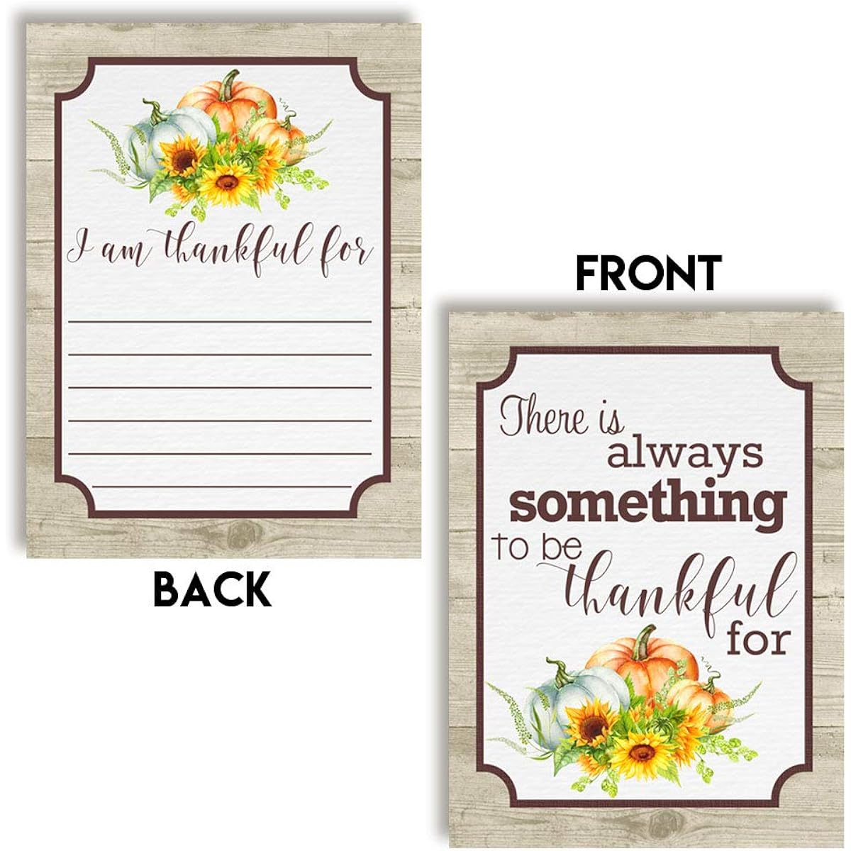 AmandaCreation"I Am Thankful For" Thanksgiving Pumpkin and Sunflower Thanksgiving Cards of 10 4" x 5.5"