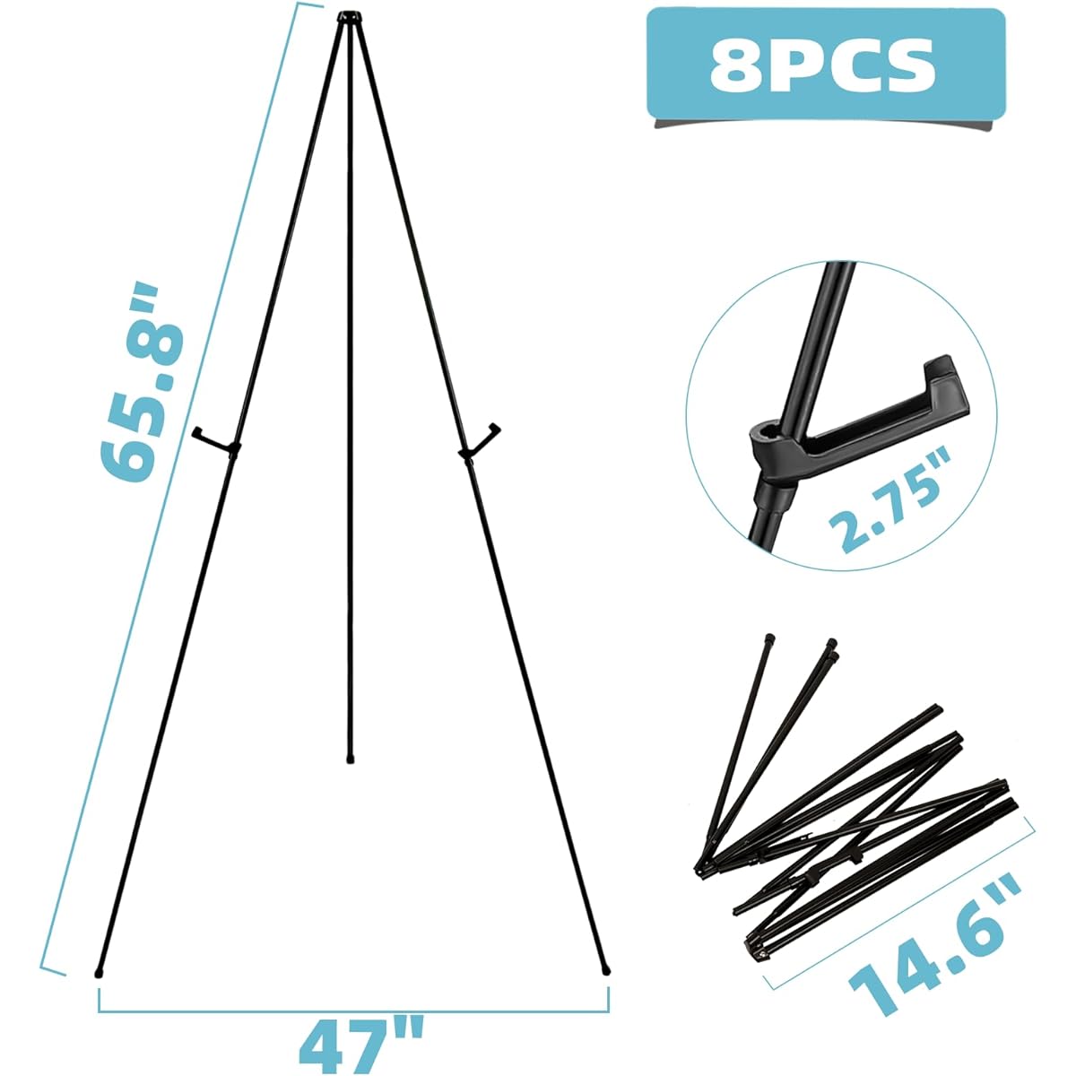 JEAWIWI Easel Stand 8 Pieces Adjustable Height