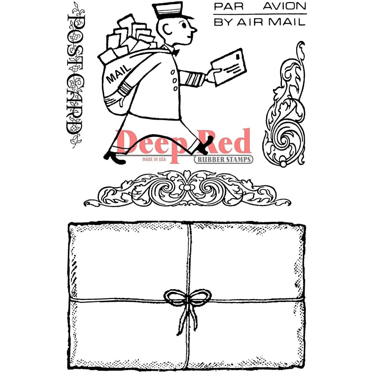 Deep Red Cling Stamp Set 4"X6"-Mailman Postcard (parallel input product)