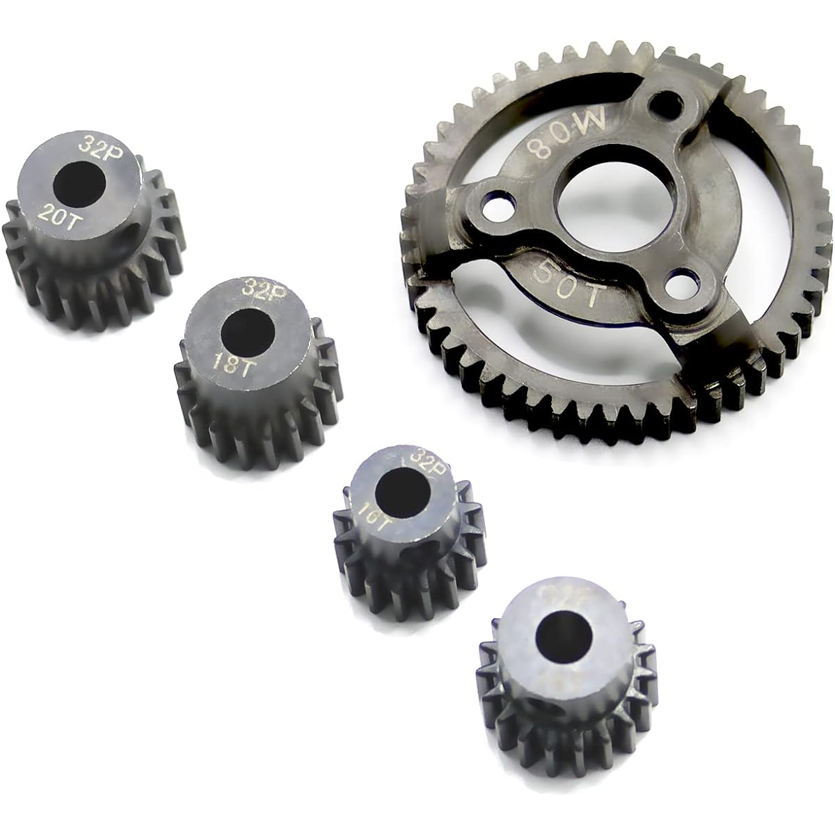 Mesimsple Steel Slash 2WD Spur Gear 50T 32P & Pinion Gear 16T 18T 19T 20T 1/10 2WD Rustler Stampede Transmission Gear Upgrade Parts