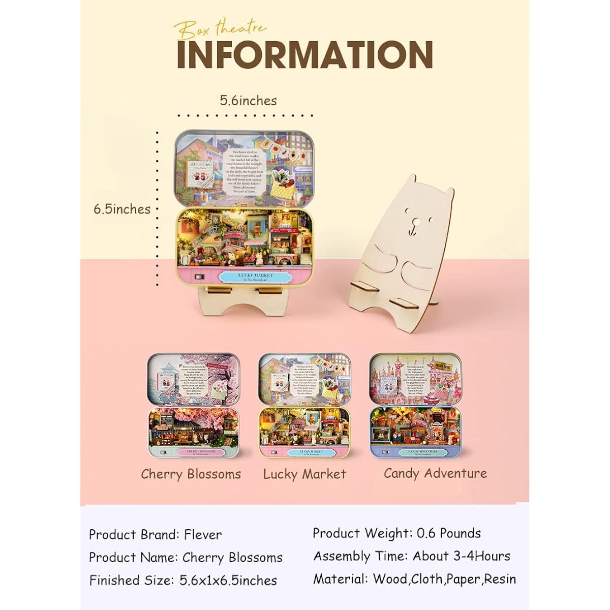 Kisoy Dollhouse Miniature with Furniture Kit Handmade DIY House Model Gift for Teens Adults (Lucky Market)