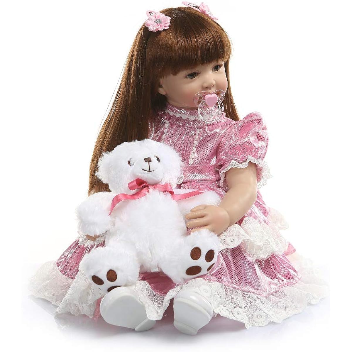 Ninonina Reborn Toddler Baby Doll Girl 24inch 60cm Beautiful Princess Doll Soft Body Appearance Christmas Birthday Gift (Red)