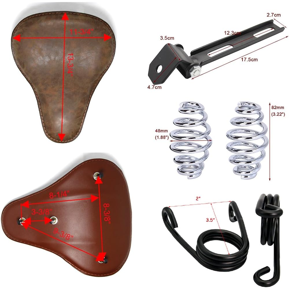 Retro Brown Motorcycle Soft Leather Seat Spring Solo Bracket for Harley Chopper Bobber