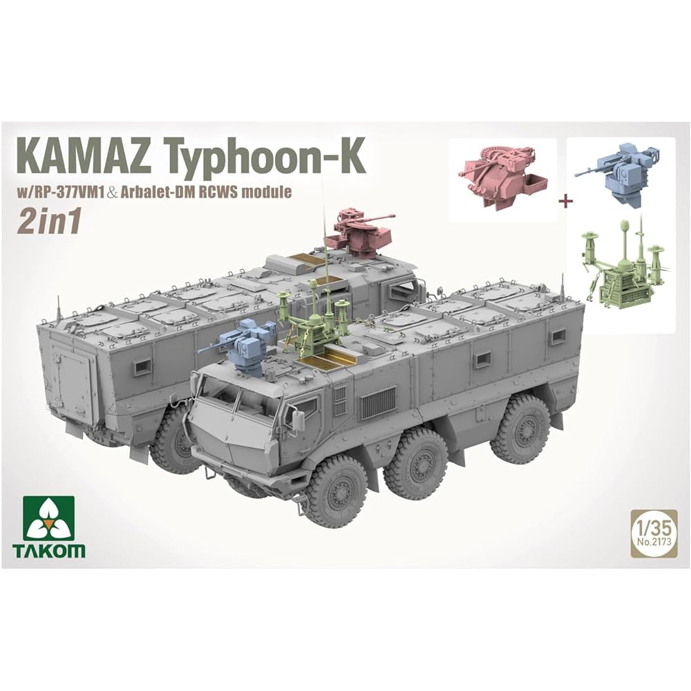 Tacom 1/35 KamAZ Typhoon K・RP-377VM1・Alvaret-DM RCWS Module 2 in 1 Plastic Model TKO2173