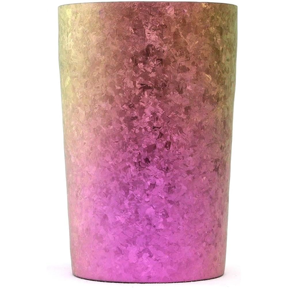 Titanium double tumbler made in Tsubame, Niigata prefecture, kiln-made 270cc, light, gradation pink T09KM270GP