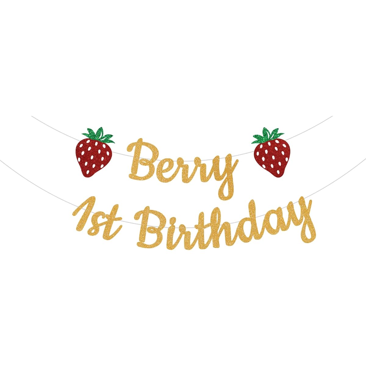 Berry 1st Birthday Banner, Strawberry 1st Birthday Decorations, One is Berry Sweet Banner, Strawberry First Birthday Party Supplies, Berry Birthday Banner with Gold Glitter