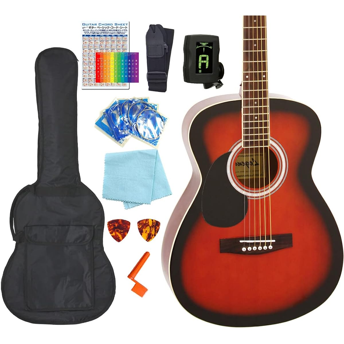 Acoustic guitar, left-handed, beginner, 10-piece set, Legend FG-15LH, acoustic guitar, beginner, BS [98765]