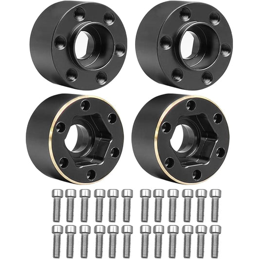 12mm Extended Wheel Hex Heavy Brass Adapter for 1/10 RC Crawler SCX10 TRX4 1.9 2.2 Wheel Hub Rim 4 Pack (Black 12mm)