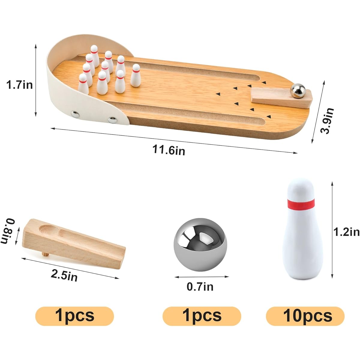 Tabletop Mini Bowling Game Set, Easter Basket Stuffers for Teens/Boys/Girls/Him/Her, Wooden Mini Bowling Set, Home/Office/Desk/Toy, Stress Relief Gadget/Birthday/Funny Gag Gift for Men/Women/Adults