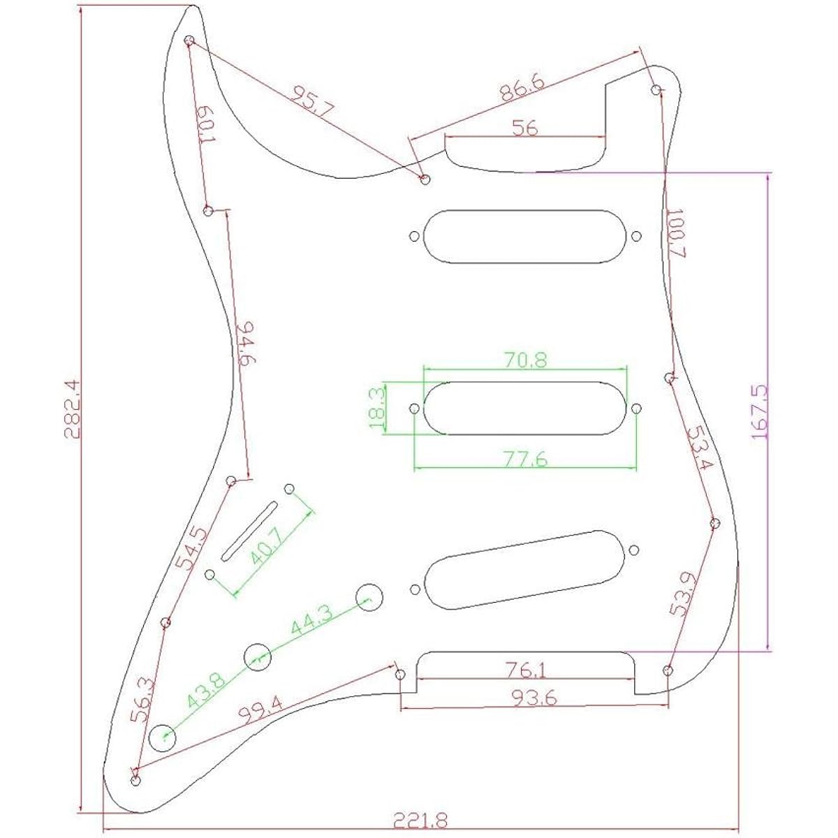KAISH Lefty ST/Strat Style SSS Pickguard Left-handed Tremolo Trem Cover Back Plate for Stratocaster/Strut Made in America Mexico Vintage Tortoise Shell