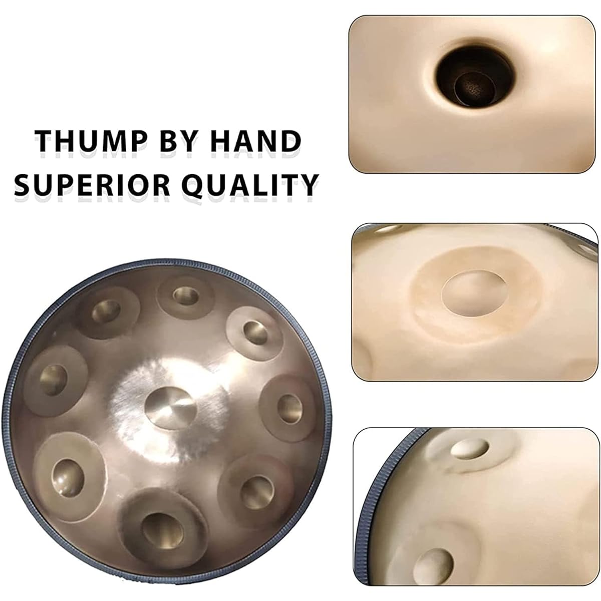 Handpan 22 Inch 432 Hz Handpan Steel Drum D Minor 9/10 Notes Steel Handpan with Soft Handpan Bag, 2 Handpan Malls, Handpan Stand (Color : Gold, Size : 9Notes)